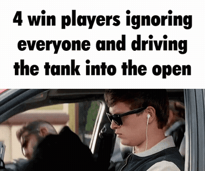 Man In Car With 4 Win Players Ignoring Driving Tank GIF