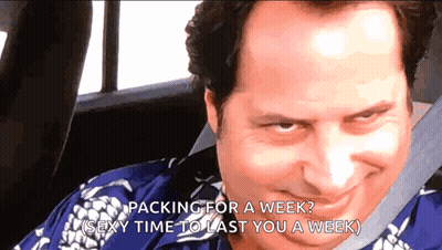 Man In Car With Packing For Sexy Week GIF