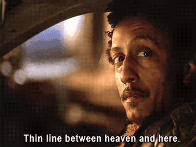 Man In Car With Thin Line Between Heaven And Here GIF