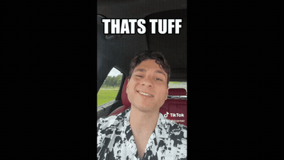Man In Car With Tuff Words GIF