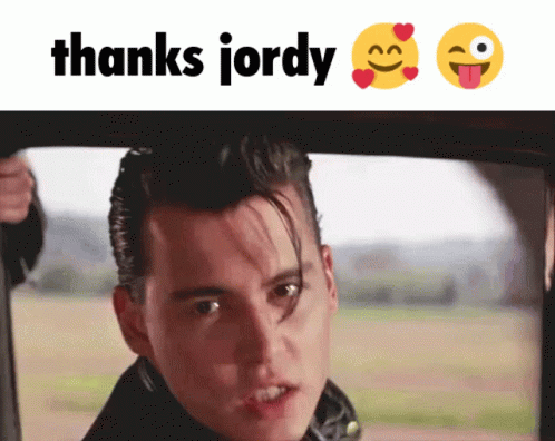 Man In Car With Words Thanks Jordy GIF