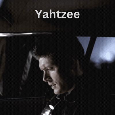 Man in Car With Yahtzee on Top