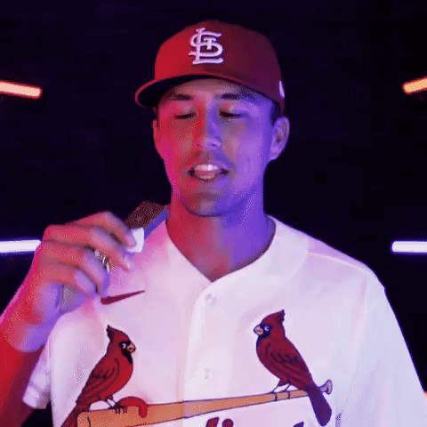 Man In Cardinals Jersey Holding Microphone GIF