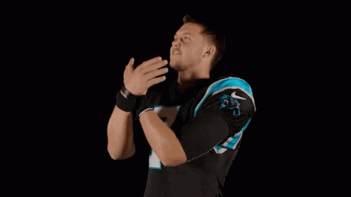 Man In Carolina Panthers Jersey Clapping GIF