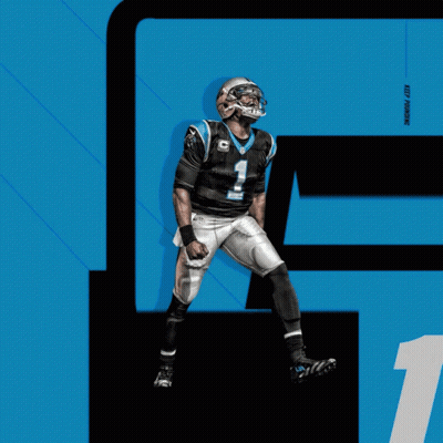 Man In Carolina Panthers Uniform Blue Background GIF