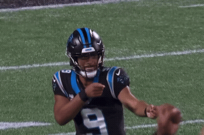 Man In Carolina Panthers Uniform Pointing GIF