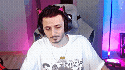 Man In Cat Ear Headset And White Shirt With Letter C GIF