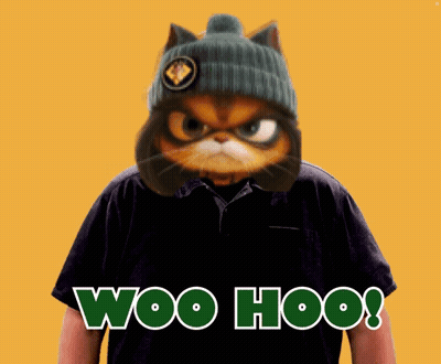 Man In Cat Hat And Woo Hoo Shirt GIF