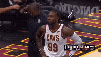 Man In Cavs Jersey On Court GIF