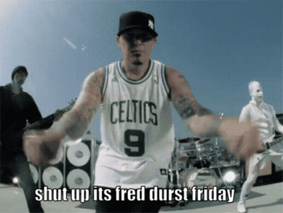 Man In Celtics Jersey Dancing In Front Of Band GIF