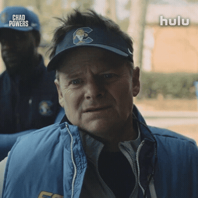Man In Chad Powers Hat With Hulu Logo GIF