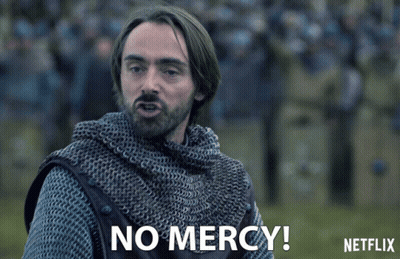 Man In Chain Mail Screaming No Mercy GIF