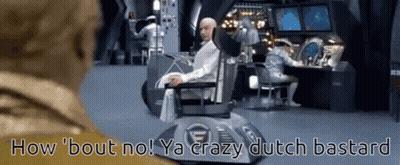 Man In Chair How Bout No Ya Crazy Dutch Bastard GIF
