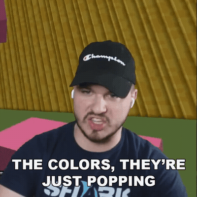 Man In Champion Hat Says Colors Popping GIF