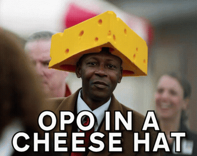 Man In Cheese Hat Saying Opo GIF