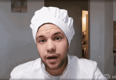Man In Chef Hat And White Shirt GIF