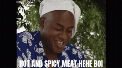 Man In Chef's Hat Saying Hot Spicy Meat GIF