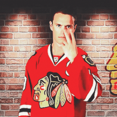 Man In Chicago Blackhawks Jersey Holding Nose GIF
