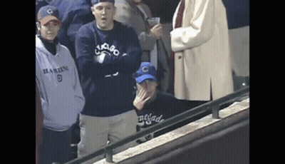 Man In Chicago Cubs Sweatshirt In Crowd GIF