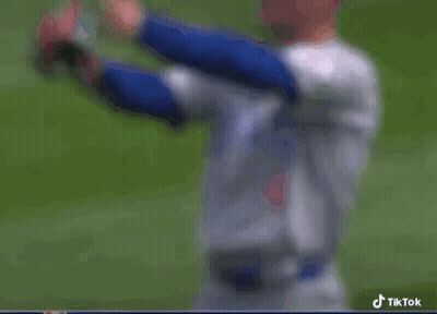 Man In Chicago Cubs Uniform On Baseball Field GIF