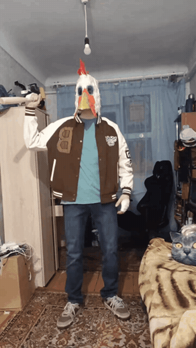 Man In Chicken Mask GIF