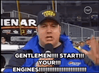 Man In Chuck Larry Hat Says Gentlemen Start Your Engines GIF