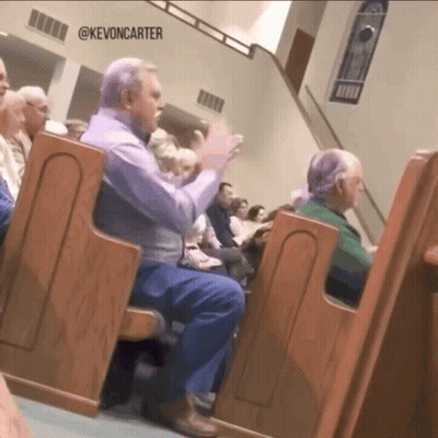Man In Church Applauding @Kevoncarter GIF