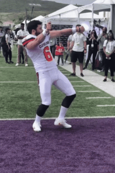 Man In Cleveland Browns Uniform Dancing GIF