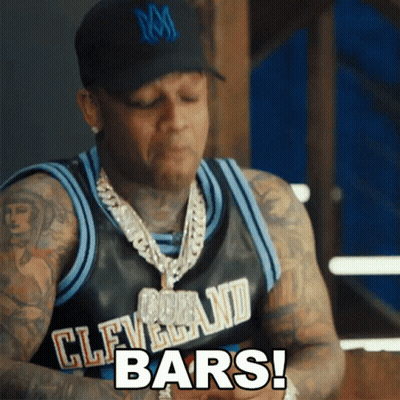 Man In Cleveland Jersey Saying Bars GIF