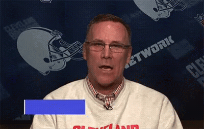 Man In Cleveland Shirt With Helmet GIF