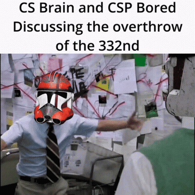 Man In Clone Trooper Helmet In Front Of CS Brain Bulletin GIF