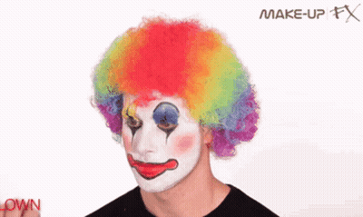 Man In Clown Costume With Makeup FX GIF