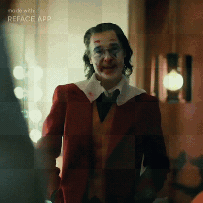 Man In Clown Costume With Reface App Text GIF