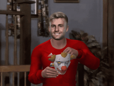 Man In Clown Mask And Red Adidas Shirt GIF