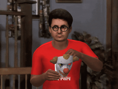 Man In Clown Mask And Red Ferrari Shirt GIF