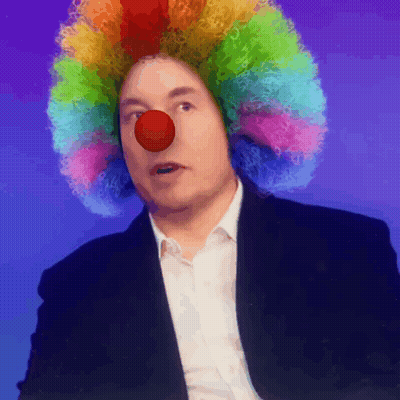 Man In Clown Wig And Red Nose GIF