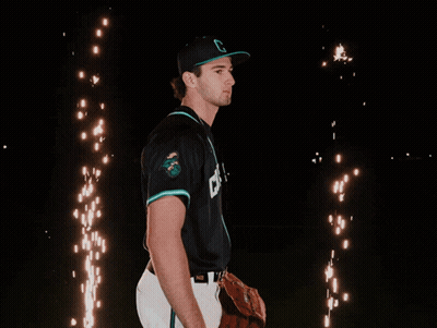 Man In Coasta Jersey Holding Baseball Glove GIF