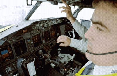 Man In Cockpit Fly Safe GIF