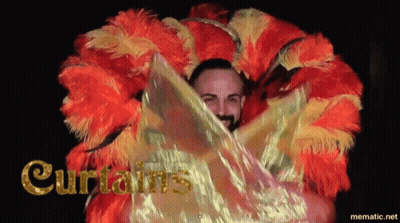 Man In Colorful Feathered Costume GIF