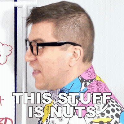 Man In Colorful Shirt Saying This Stuff Is Nuts GIF