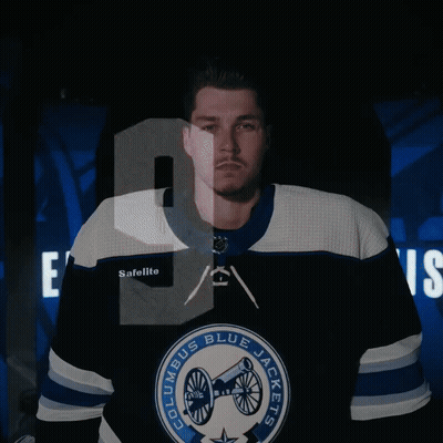 Man In Columbus Blue Jackets Jersey Number 90 GIF
