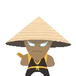 Man In Conical Hat Holding Sword Sticker