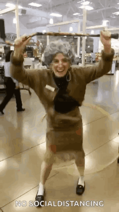 Man In Costume Dancing With Cane GIF