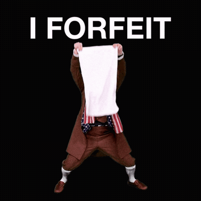 Man In Costume Holding I Forfeit Shirt GIF