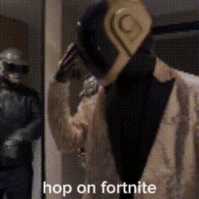 Man In Costume Hop On Fortnite GIF