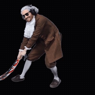 Man In Costume Pulling American Flag Saying The Week GIF