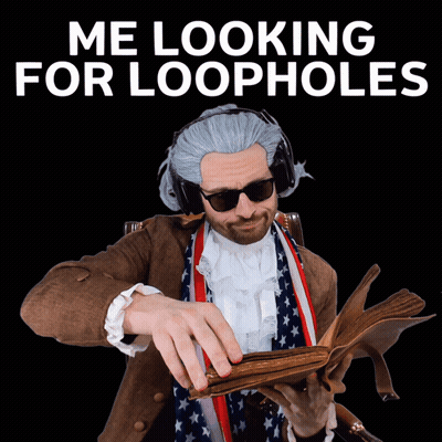 Man In Costume Reading Book Looking For Loopholes GIF