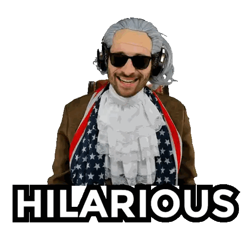 Man In Costume Saying Hilarious Sticker