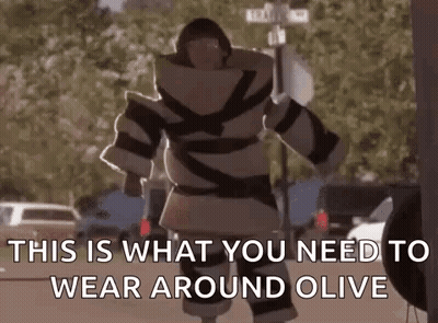 Man In Costume Says This Is What You Need To Wear Around Olive GIF