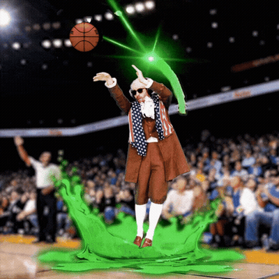 Man In Costume Throwing Basketball GIF
